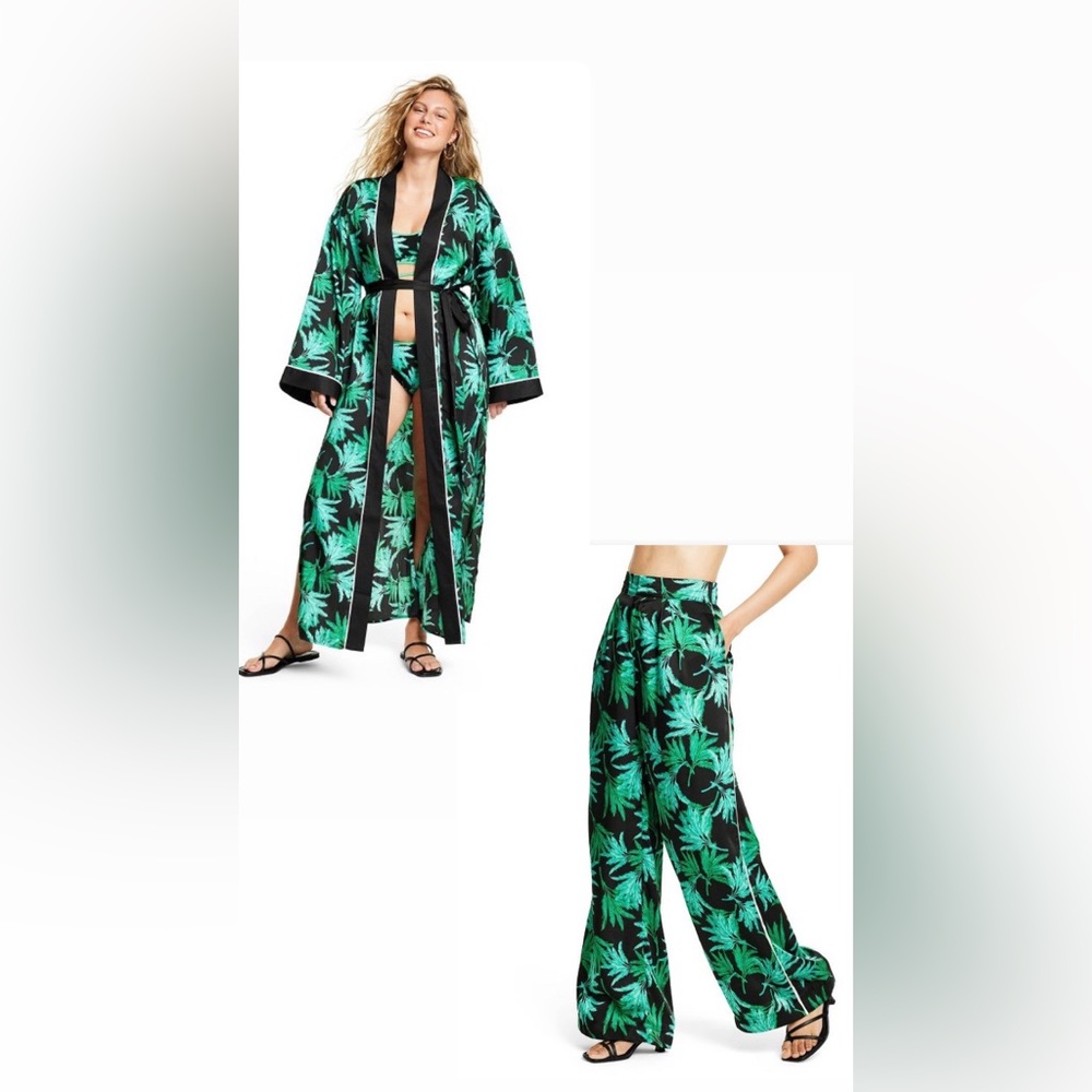 Fe Noel x Target Feathered Palm Print Kimono and Pants - Matching Set